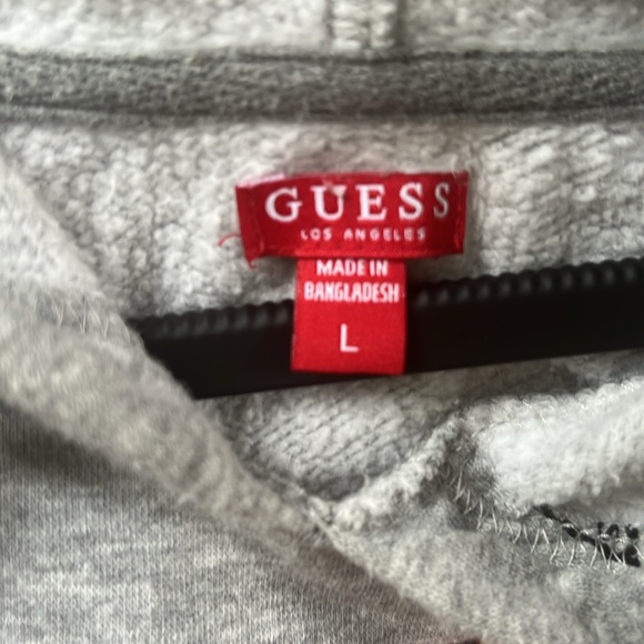 Guess Hoodie Crop Top Jacket Pullover Gray L ( fits like a med) Long Sleeve - Picture 3 of 7